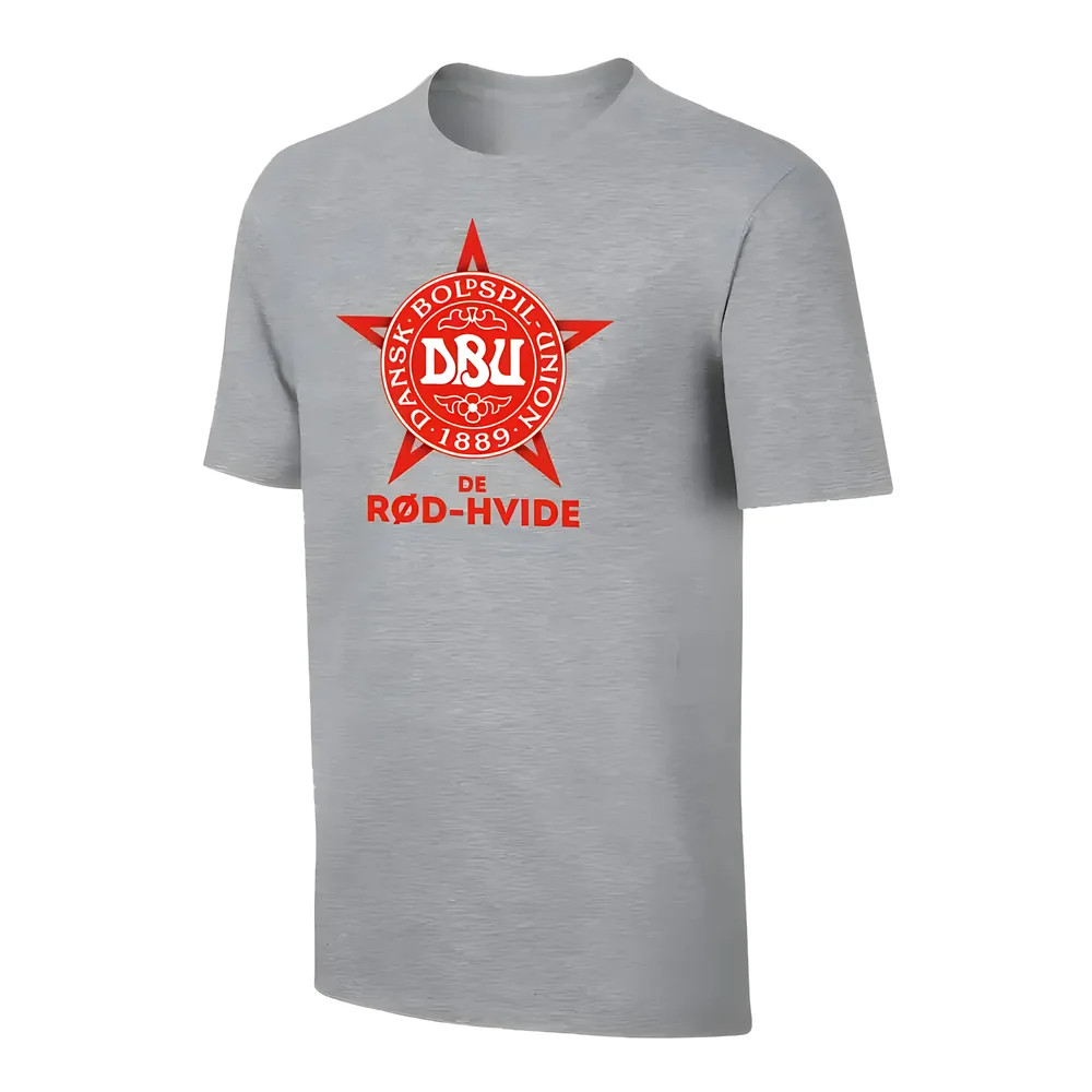 Denmark Euro 2020 T-Shirt - Polyester Uksoccershop Men's Grey Medium