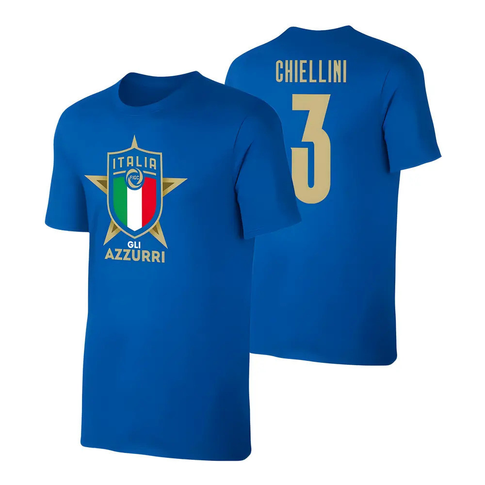 Italy Euro 2020 T-Shirt (Chiellini 3) Polyester Uksoccershop Men's Blue Xxl