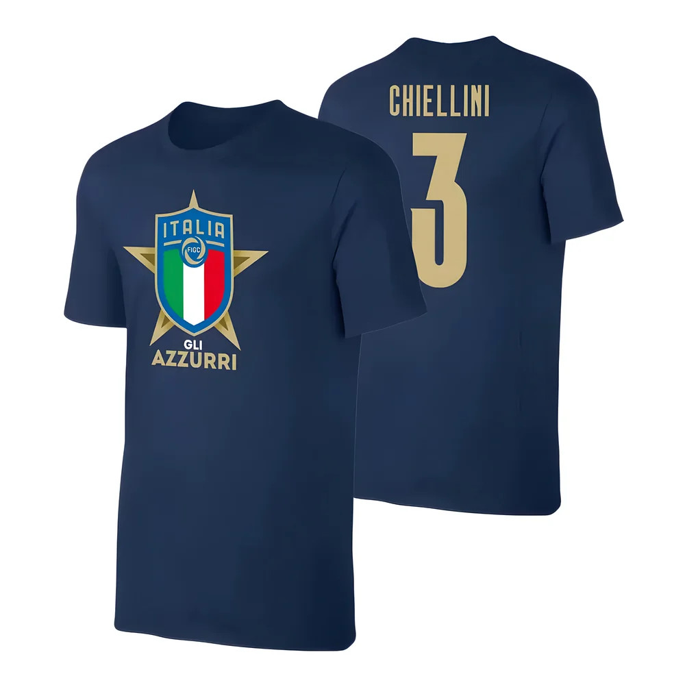 Italy Euro 2020 T-Shirt (Chiellini 3) Polyester Uksoccershop Men's Dark Blue Xxl