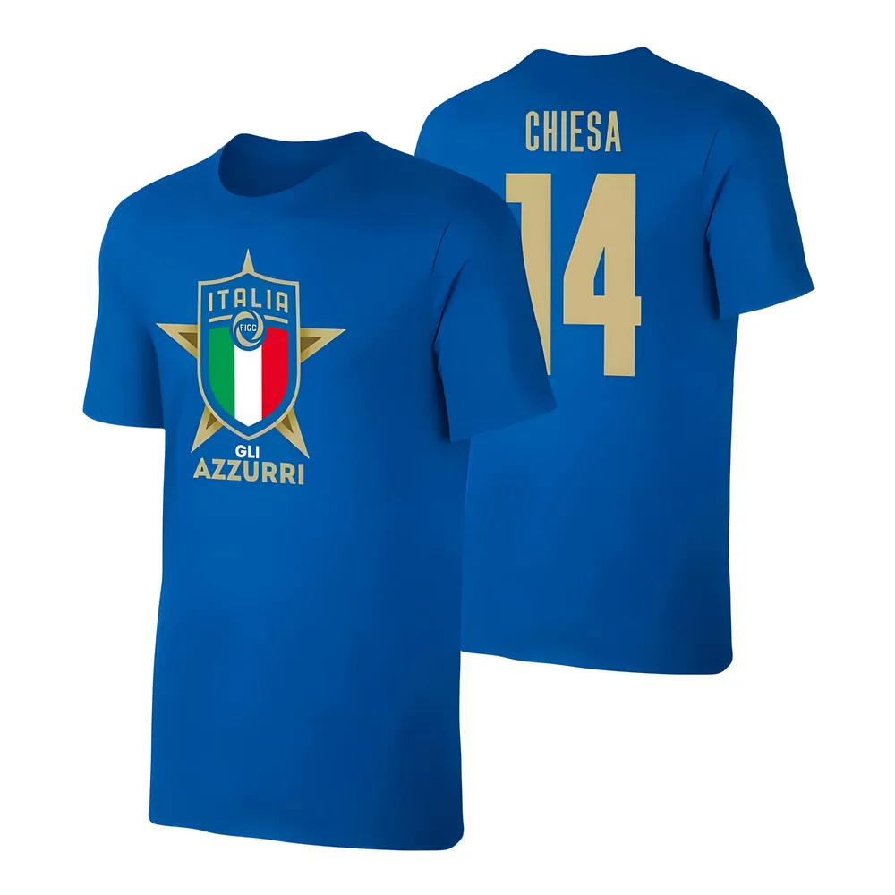 Italy Euro 2020 T-Shirt (Chiesa 14) Polyester Uksoccershop Men's Blue Medium