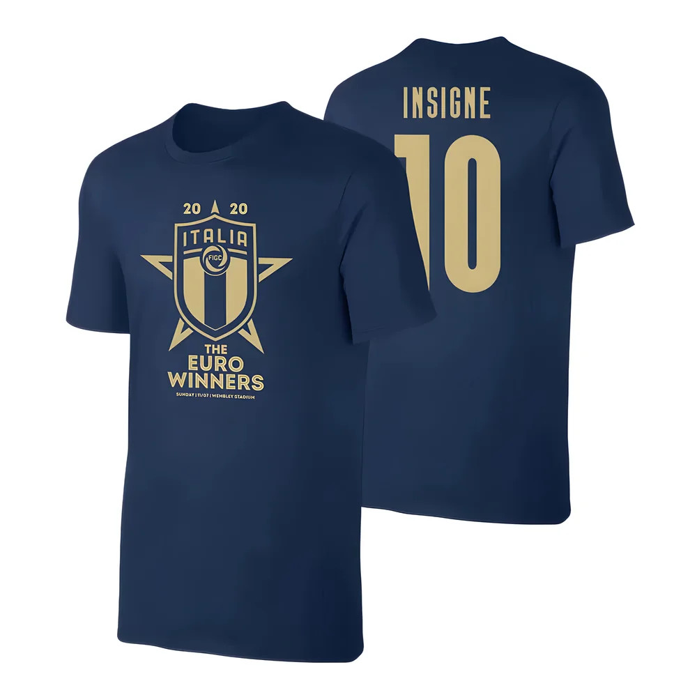 Italy Winners Euro 2020 (Insigne 10) Polyester Uksoccershop Men's Dark Blue Medium