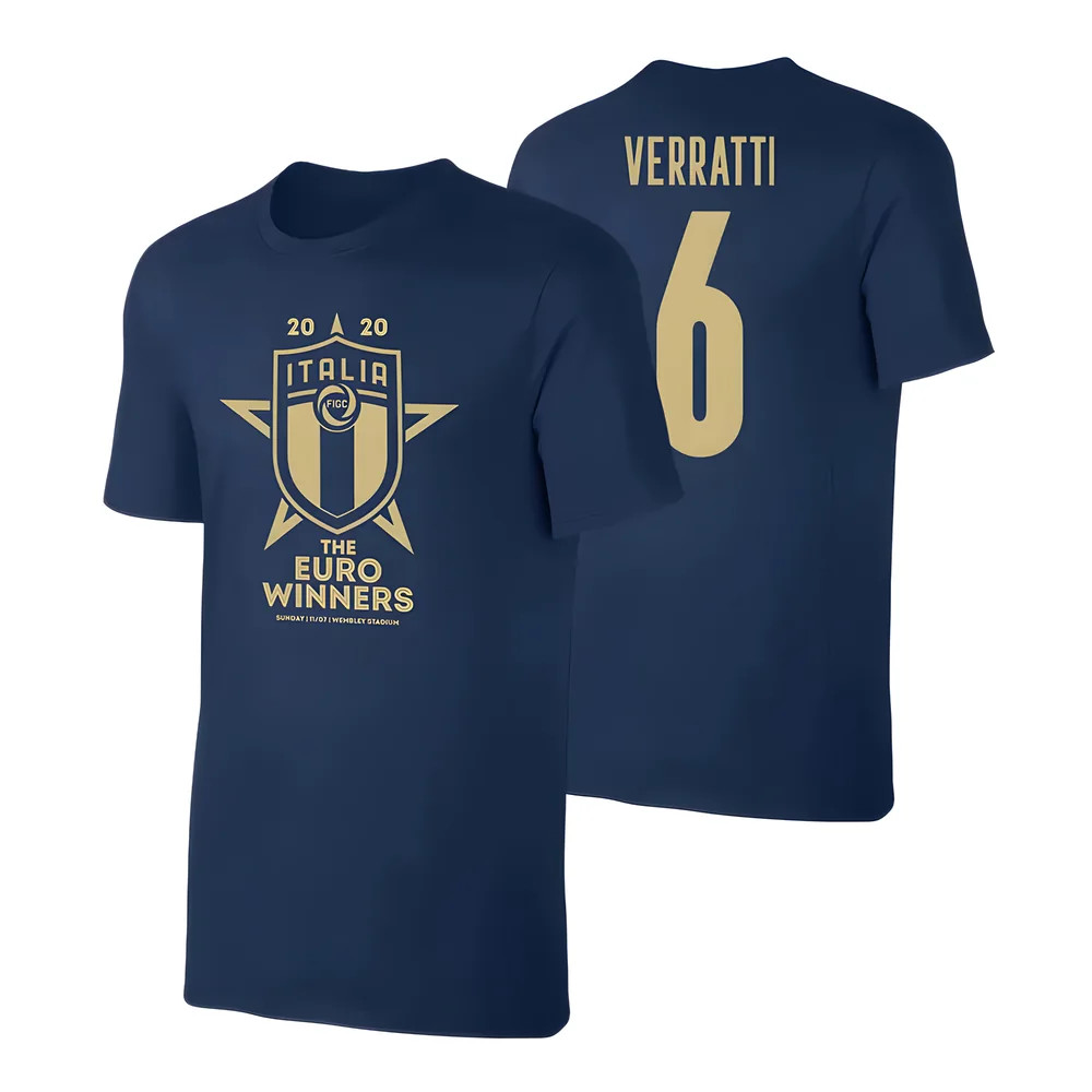 Italy Winners Euro 2020 (Verratti 6) Polyester Uksoccershop Men's Dark Blue Small