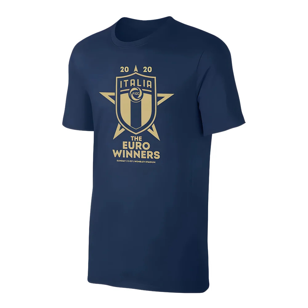 Italy Winners Euro 2020 - Polyester Uksoccershop Men's Dark Blue Small
