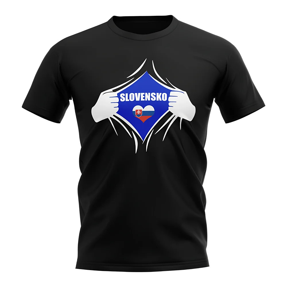 Slovakia Chest Badge T-Shirt (Black) Polyester Uksoccershop Men's Black Extra Small