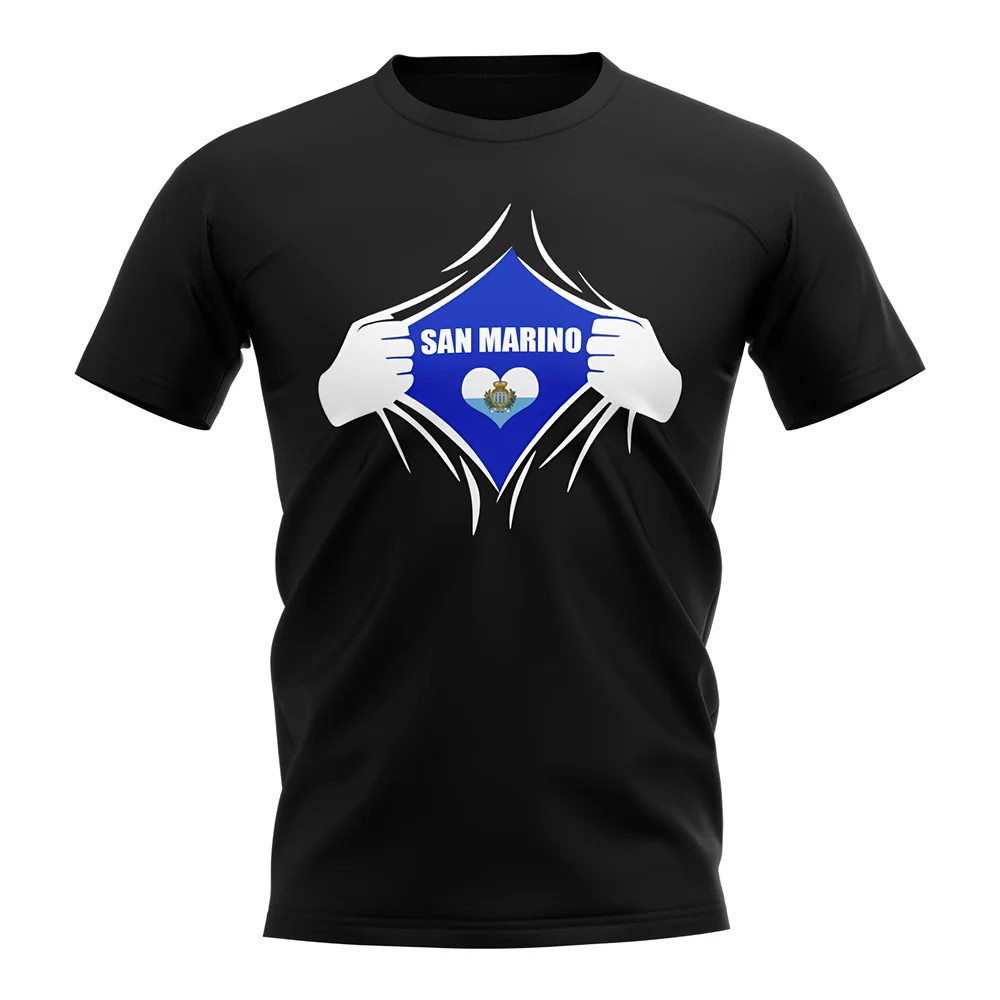 San Marino Chest Badge T-Shirt (Black) Polyester Uksoccershop Men's Black Small