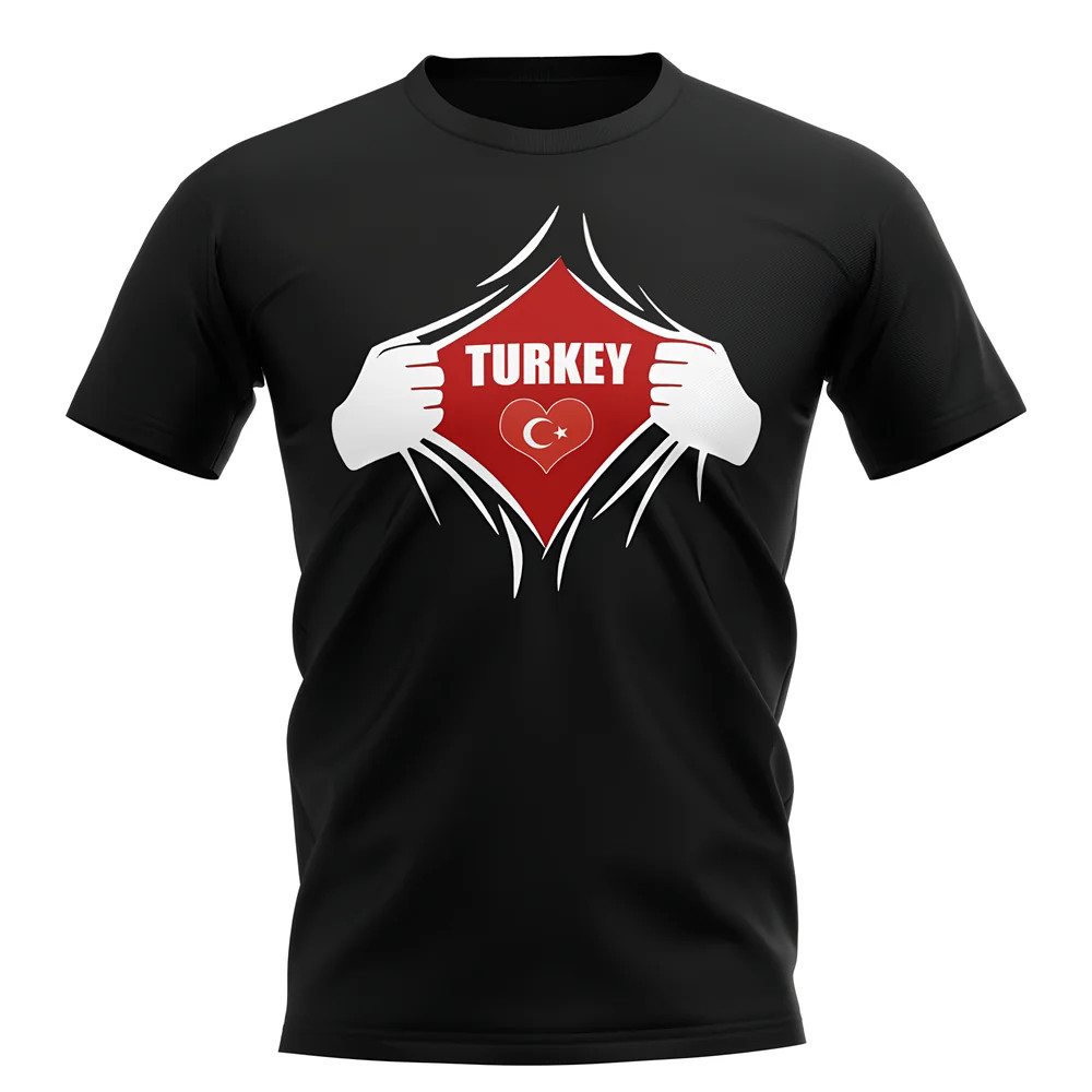 Turkey Chest Badge T-Shirt (Black) Polyester Uksoccershop Men's Black Medium