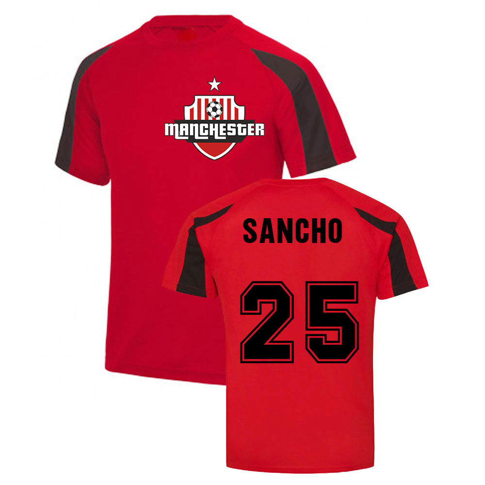 Jadon Sancho Man Utd Sports Training Jersey (Red) Polyester Manchester United Uksoccershop Men's Red Extra Large