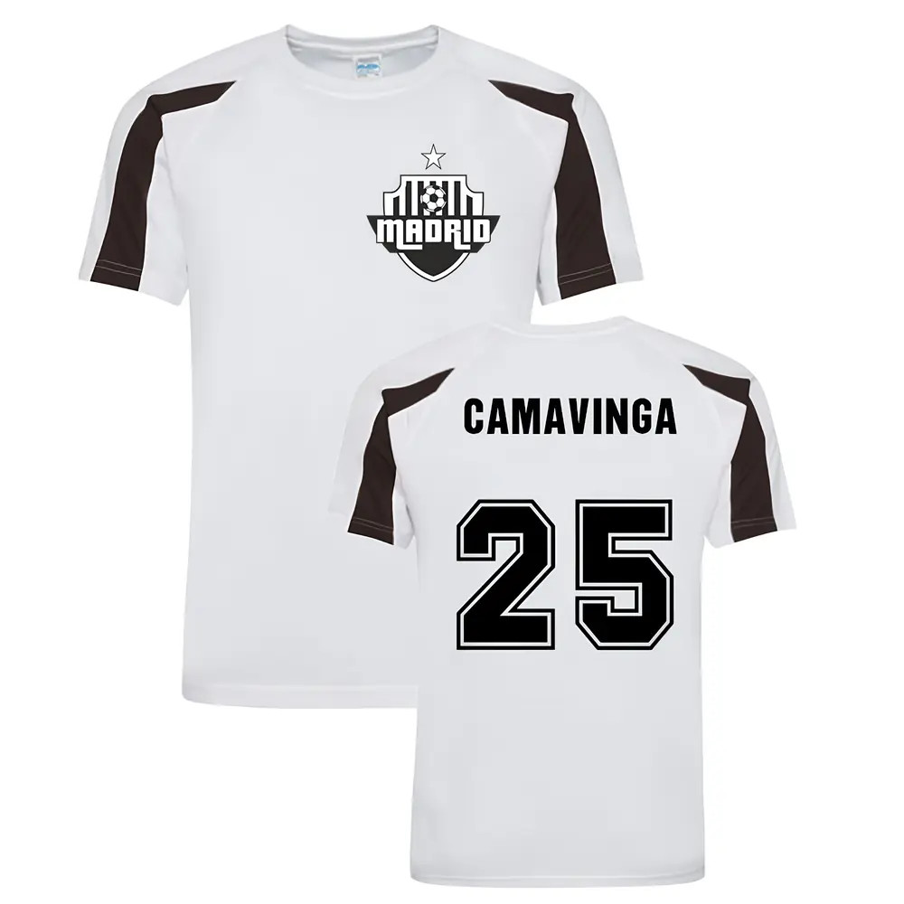 Eduardo Camavinga Madrid Sports Training Jersey (White) Polyester Real Madrid Uksoccershop Men's White Medium