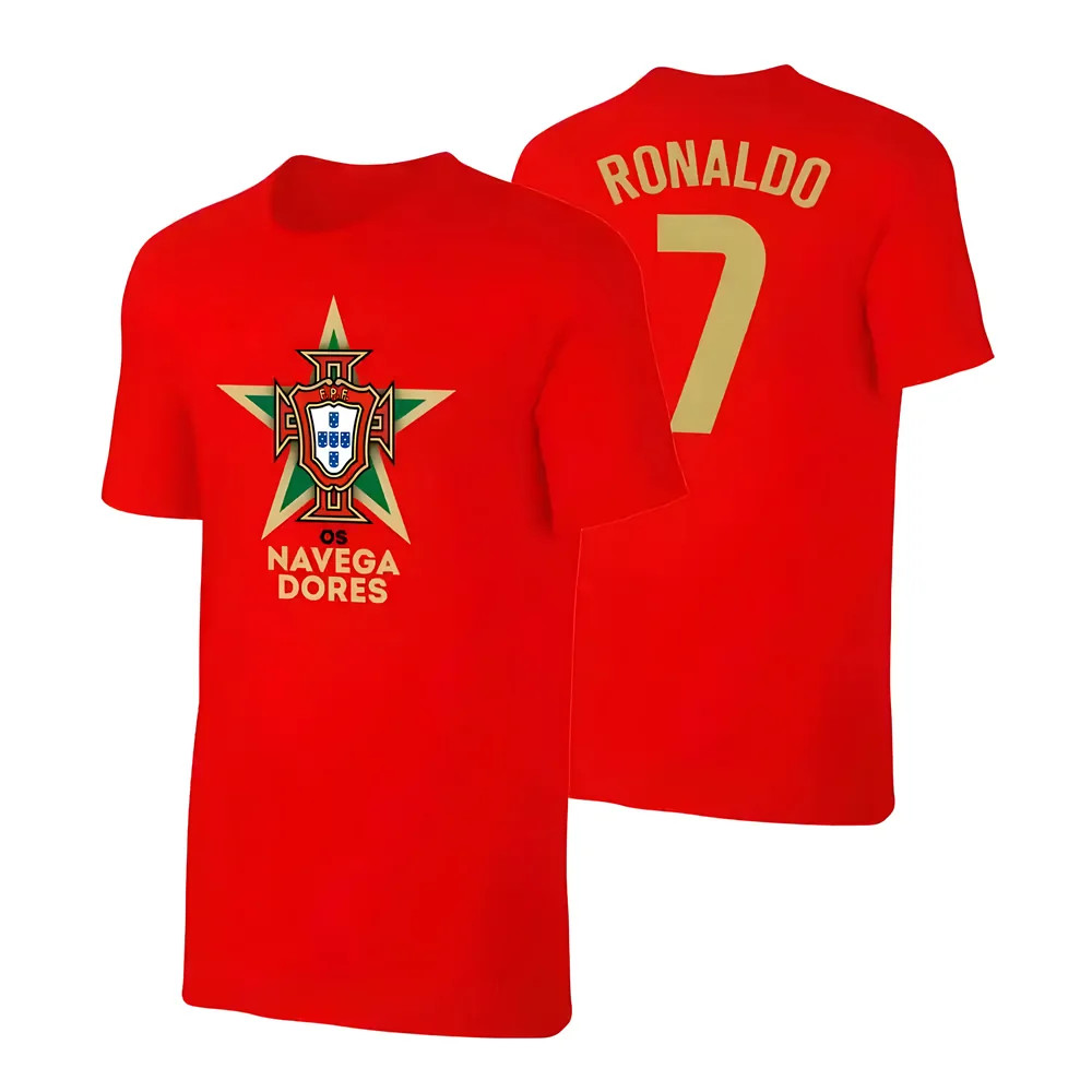 Portugal Eu2020 Os Navegadores T-Shirt Ronaldo, Polyester Cristiano Ronaldo Uksoccershop Men's Red Xxl
