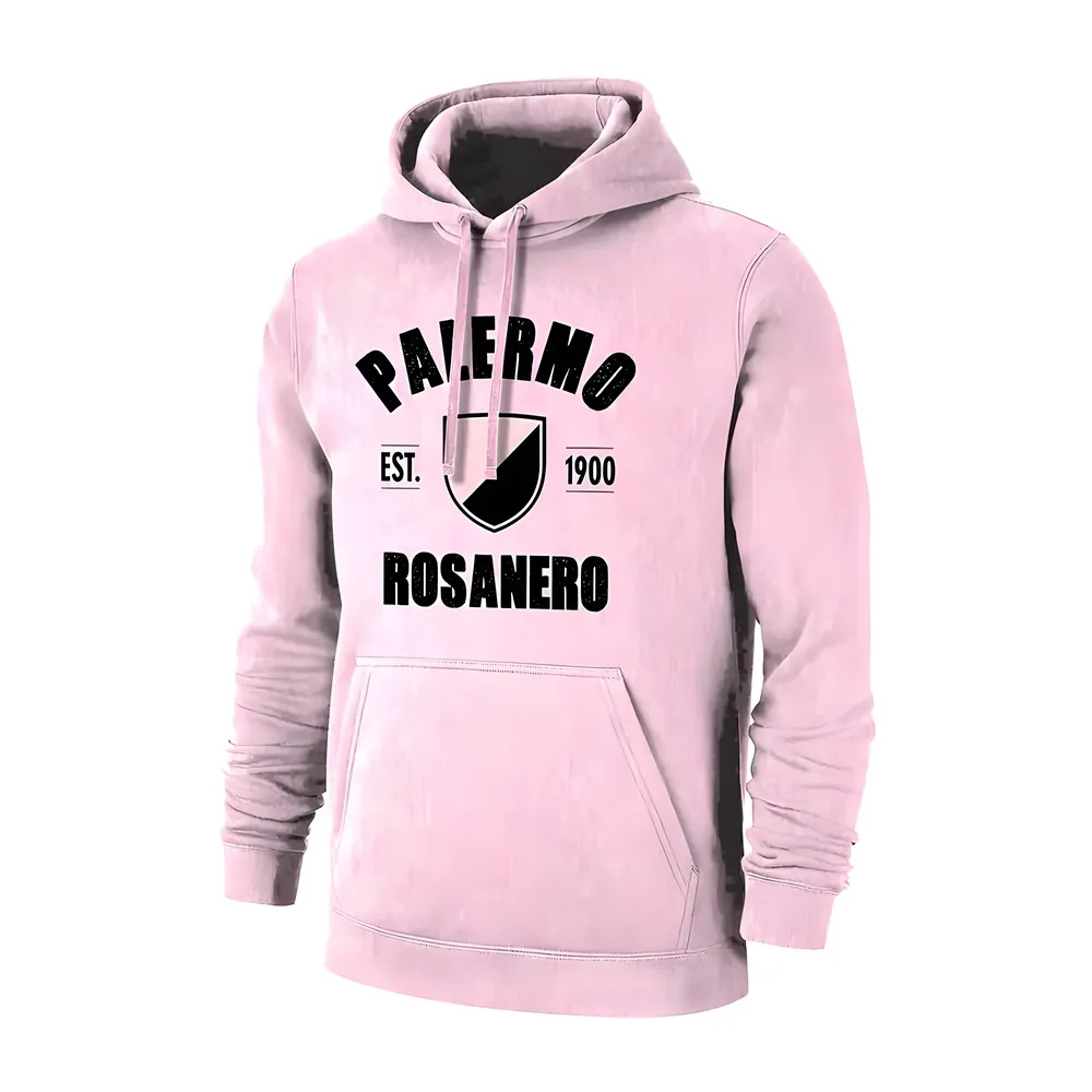 Palermo Est.1900 Retro Footer With Hood, Melanze Polyester Uksoccershop Men's Pink Medium