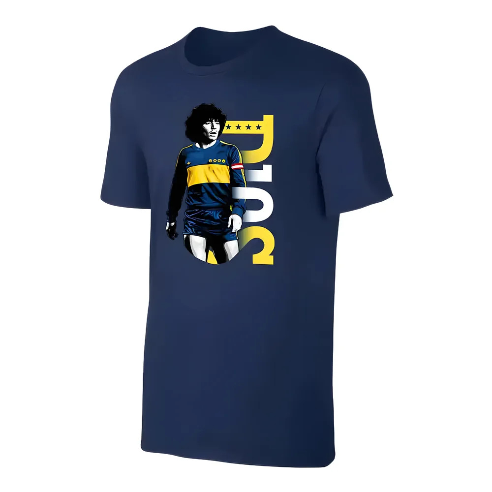 Boca D10s 21 T-Shirt, Polyester Diego Maradona Argentina Uksoccershop Men's Dark Blue Small