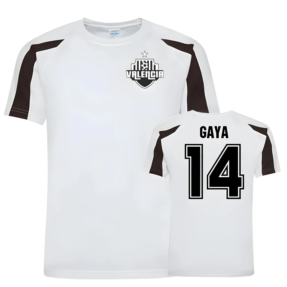 Jose Gaya Valencia Sports Training Jersey (White/Black) Polyester Uksoccershop Men's Black Small