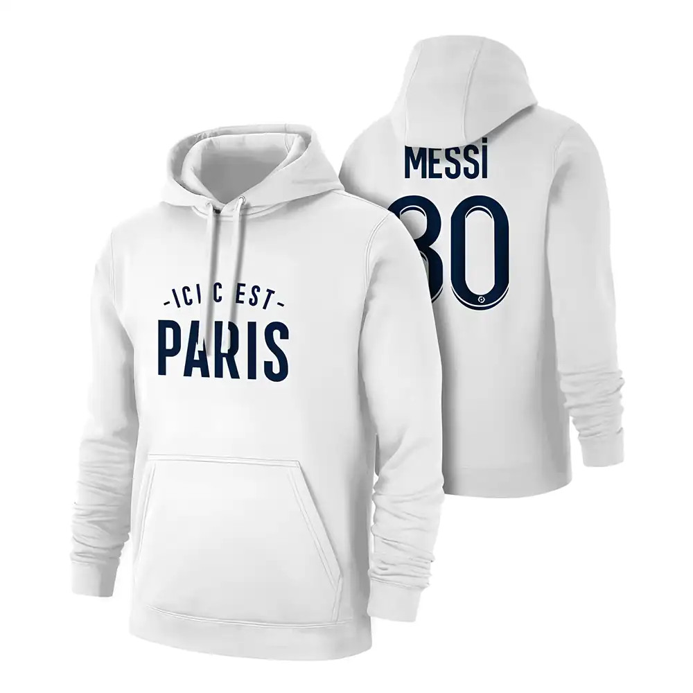 Paris Ici Cest 21 Footer With Hood Messi, Polyester Lionel Messi Psg Uksoccershop Men's White Small