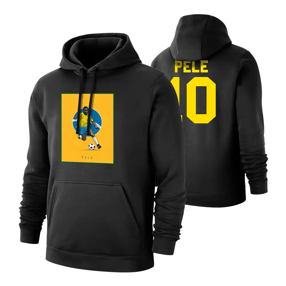 Pele Selecao Footer With Hood, Polyester Brazil Uksoccershop Men's Black