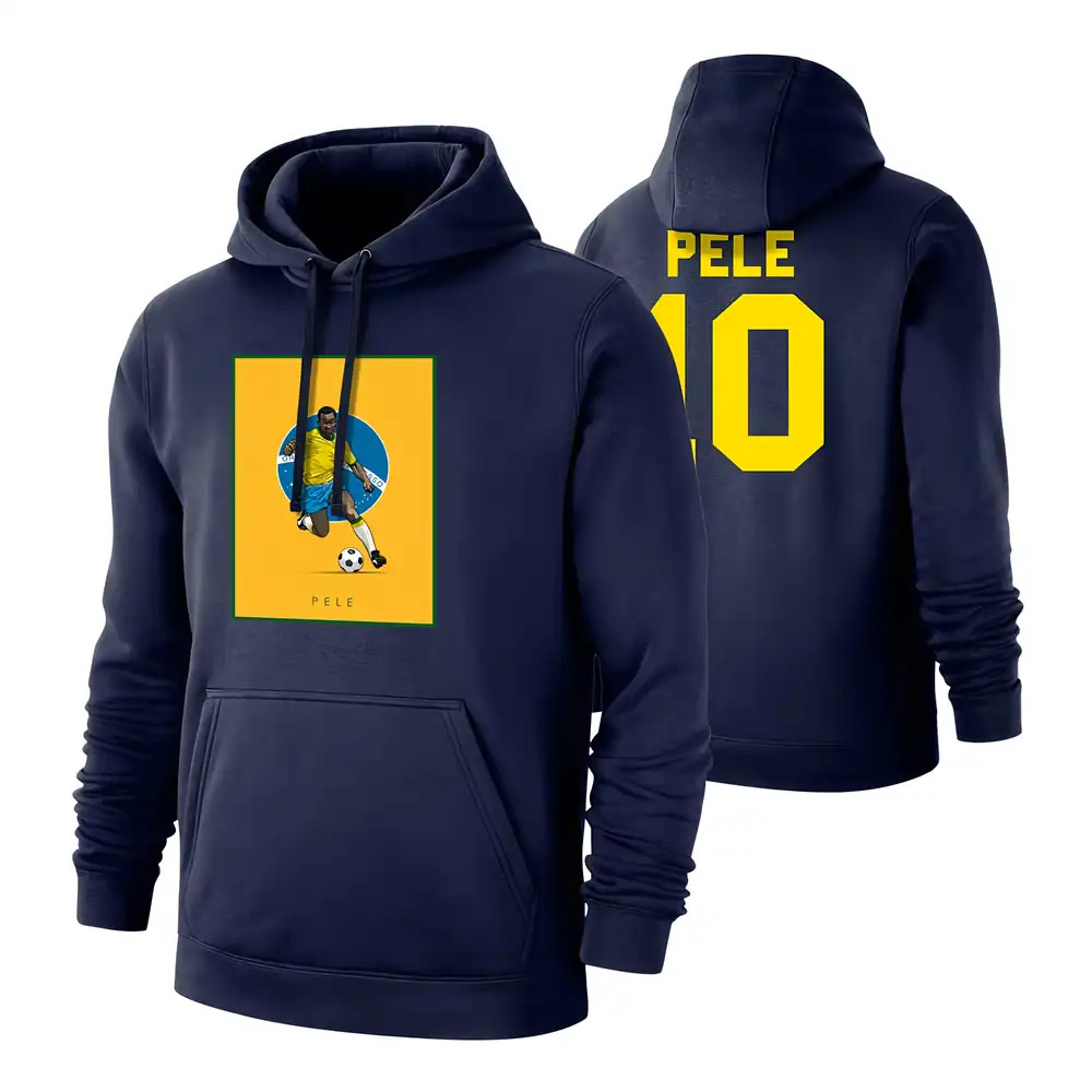 Pele Selecao Footer With Hood, Polyester Brazil Uksoccershop Men's Dark Blue Xxl