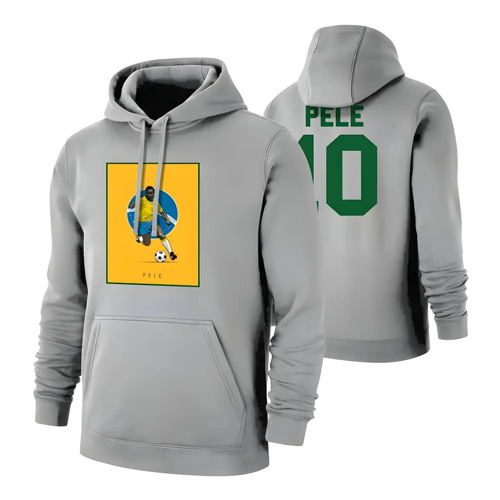 Pele Selecao Footer With Hood, Polyester Brazil Uksoccershop Men's Grey