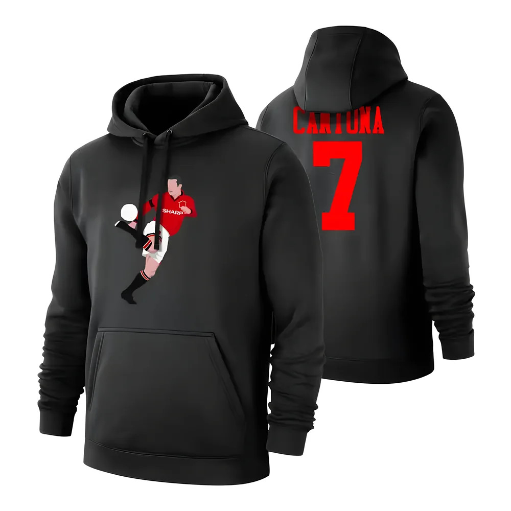 Eric Cantona Skills Footer With Hood, Polyester Manchester United Uksoccershop Men's Black