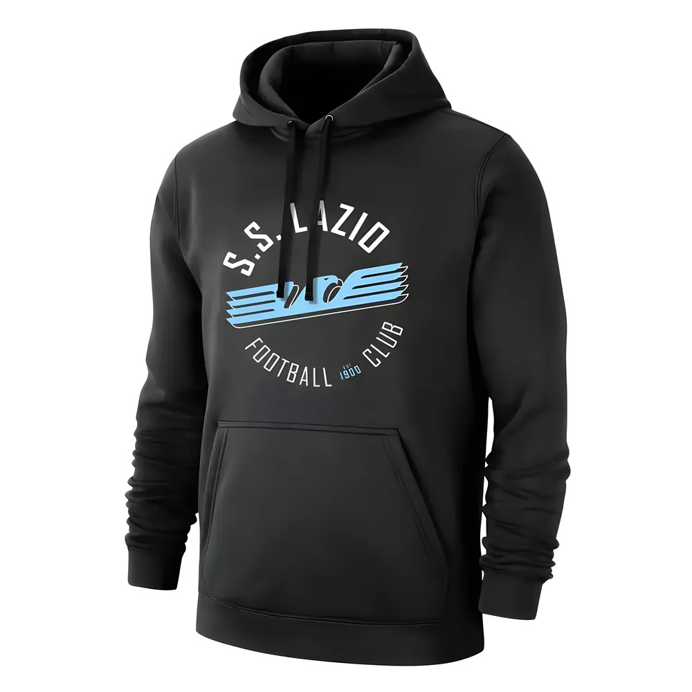 Lazio Circle Footer With Hood, Polyester Uksoccershop Men's Black Extra Large