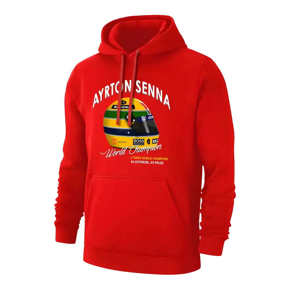 Ayrton Senna Helmet Footer With Hood, Polyester Brazil Uksoccershop Men's Red