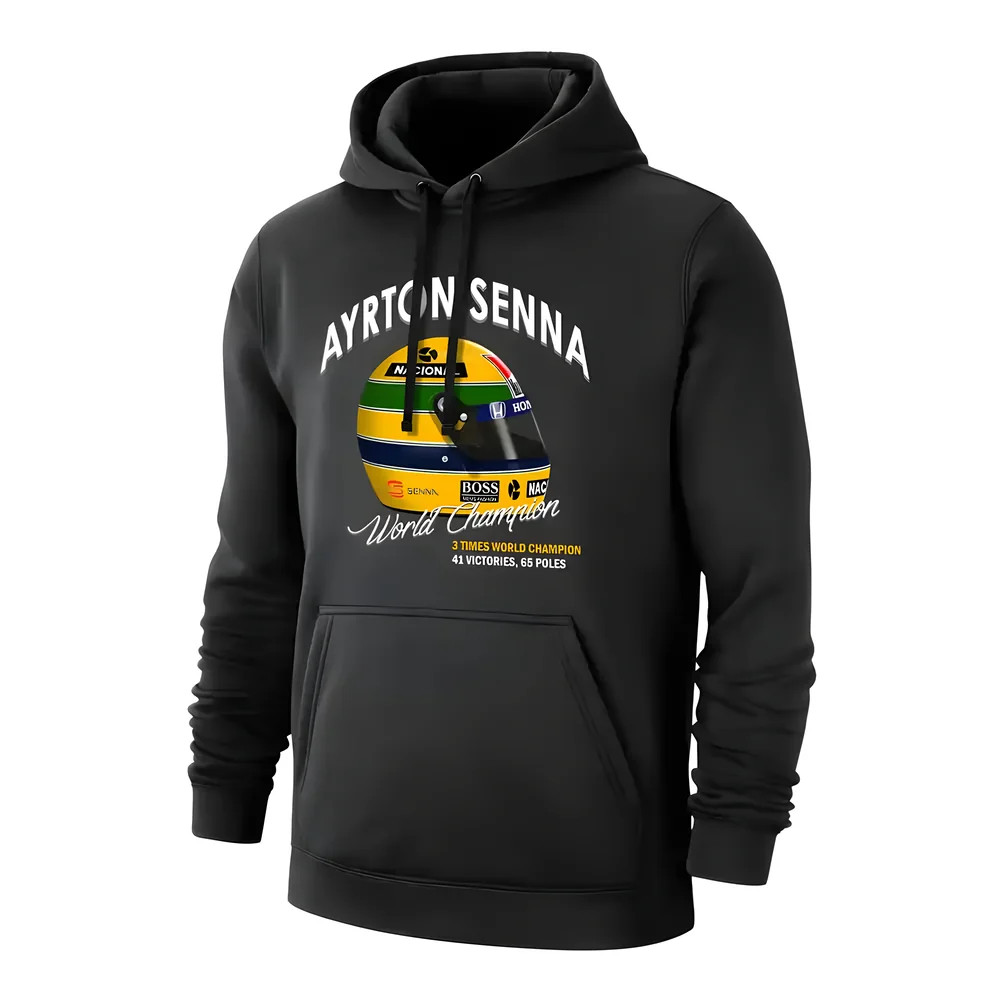 Ayrton Senna Helmet Footer With Hood, Polyester Brazil Uksoccershop Men's Black