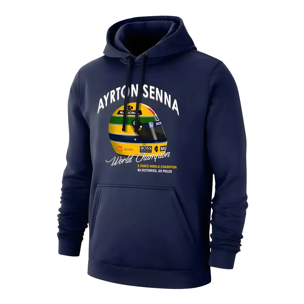 Ayrton Senna Helmet Footer With Hood, Polyester Brazil Uksoccershop Men's Dark Blue Xxl