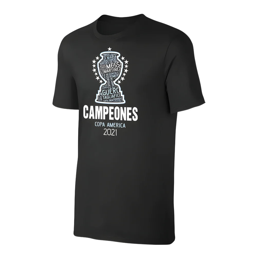Argentina Ca2021 Campeones T-Shirt, Polyester Uksoccershop Men's Black Extra Large