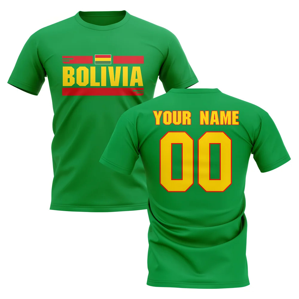 Personalised Bolivia Fan Football T-Shirt (Green) Polyester Uksoccershop Men's Green Small