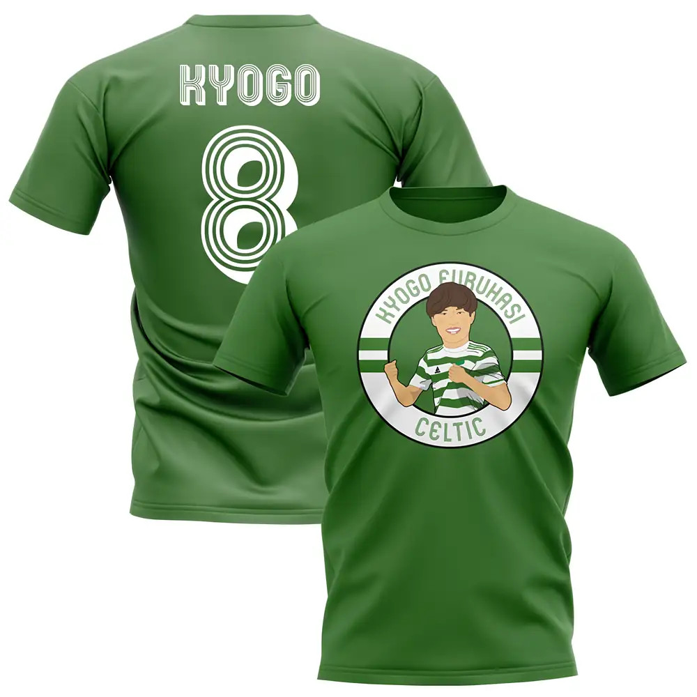 Kyogo Furuhashi Celtic Illustration T-Shirt (Green) Polyester Uksoccershop Men's Green Large