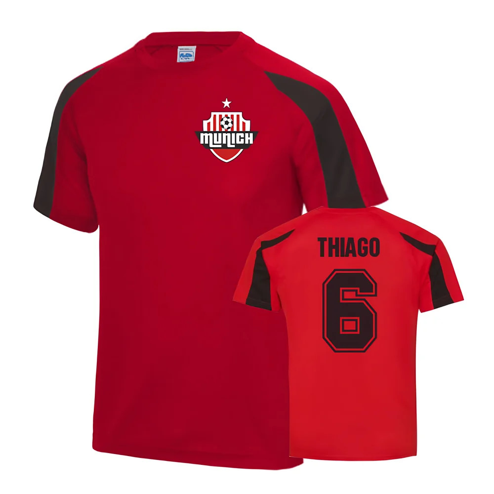Thiago Bayern Munich Sports Training Jersey (Red) Polyester Uksoccershop Men's Red Extra Small