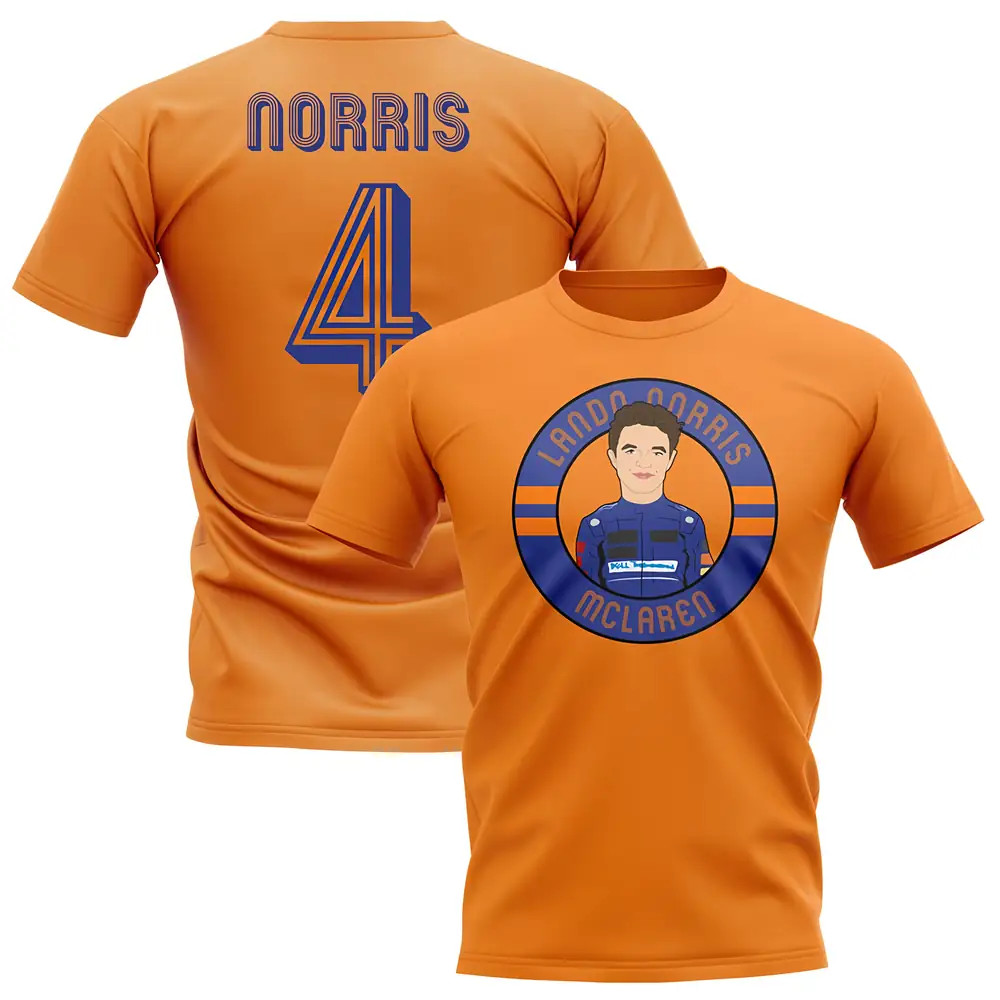 Lando Norris Mclaren F1 Illustration T-Shirt (Orange) Polyester Uksoccershop Men's Orange Medium