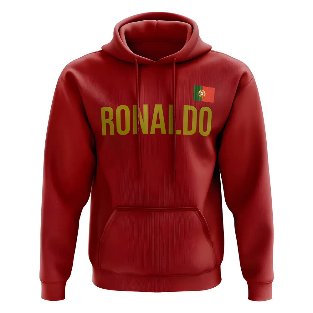 Cristiano Ronaldo Portugal Name Hoody (Red) Polyester Uksoccershop Men's Red Medium