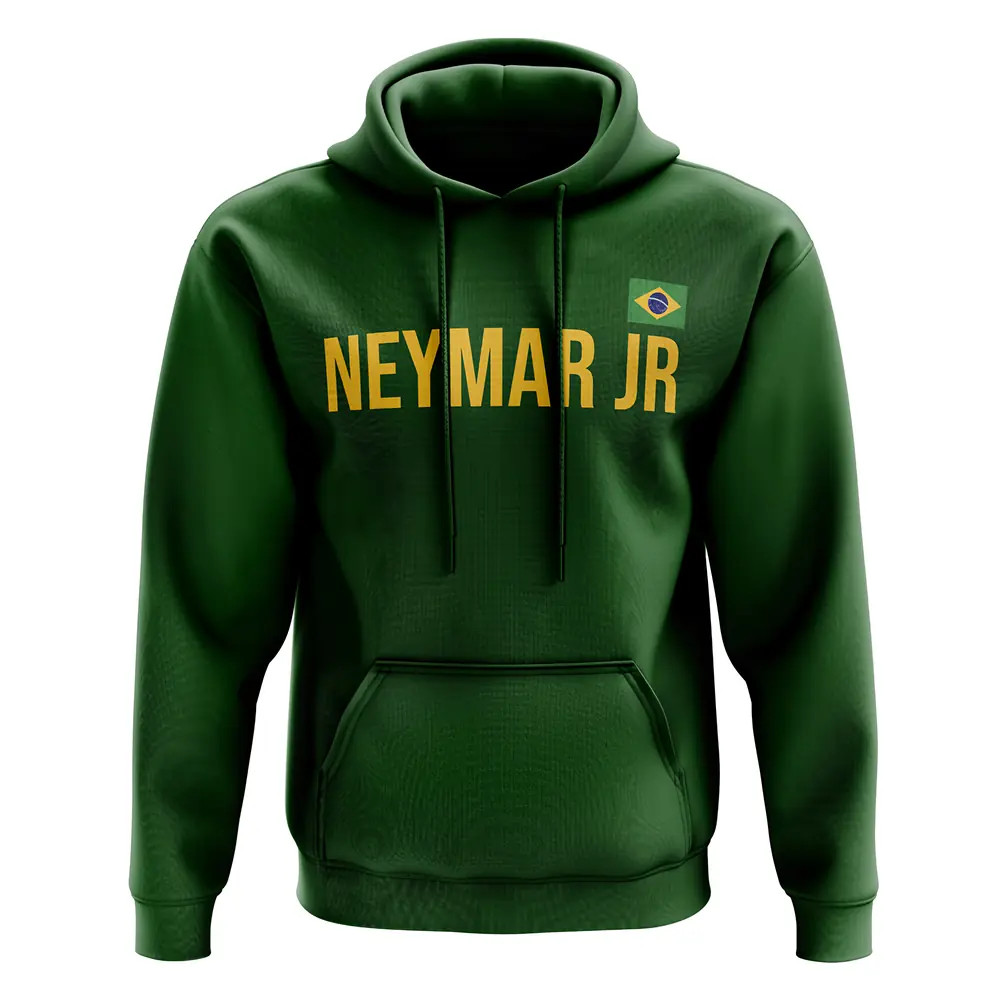 Neymar Jr Brazil Name Hoody (Green) Polyester Uksoccershop Men's Green Extra Small