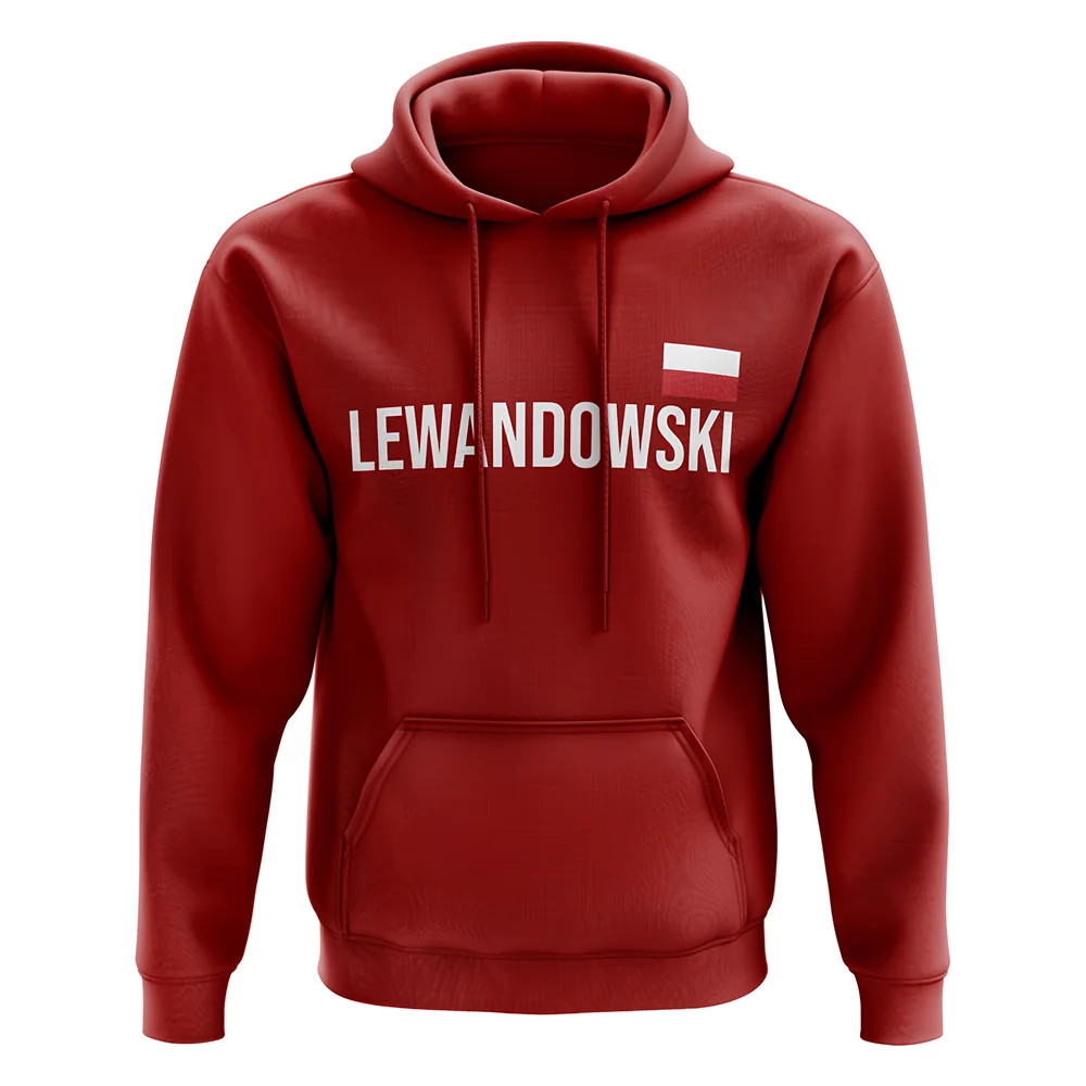 Robert Lewandowski Poland Name Hoody (Red) Polyester Uksoccershop Men's Red Xxl