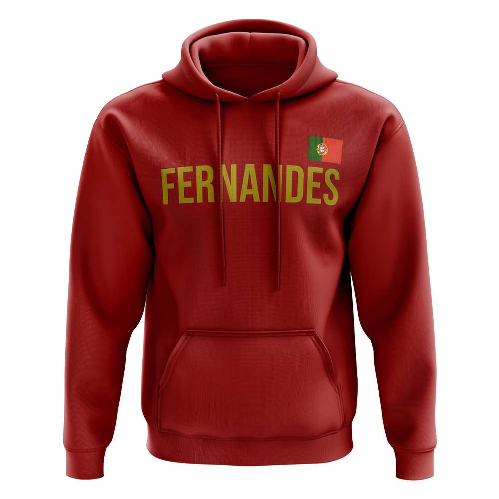 Bruno Fernandes Portugal Name Hoody (Red) Polyester Uksoccershop Men's Red Medium