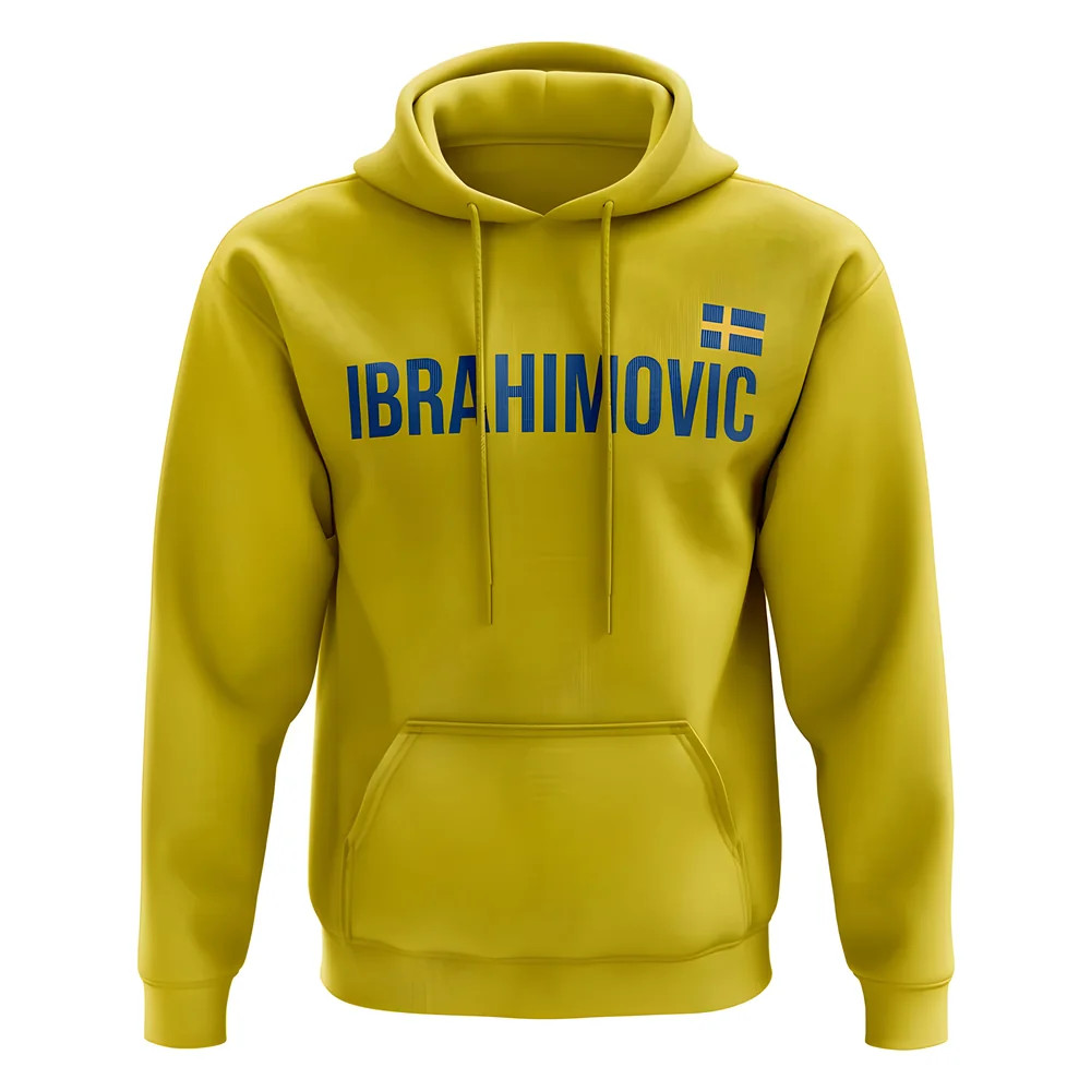 Zlatan Ibrahimovic Sweden Name Hoody (Yellow) Polyester Uksoccershop Men's Yellow Small