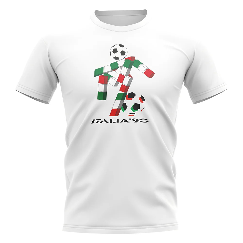 Italia 90 World Cup T-Shirt (White) Polyester Argentina Uksoccershop Men's White Large