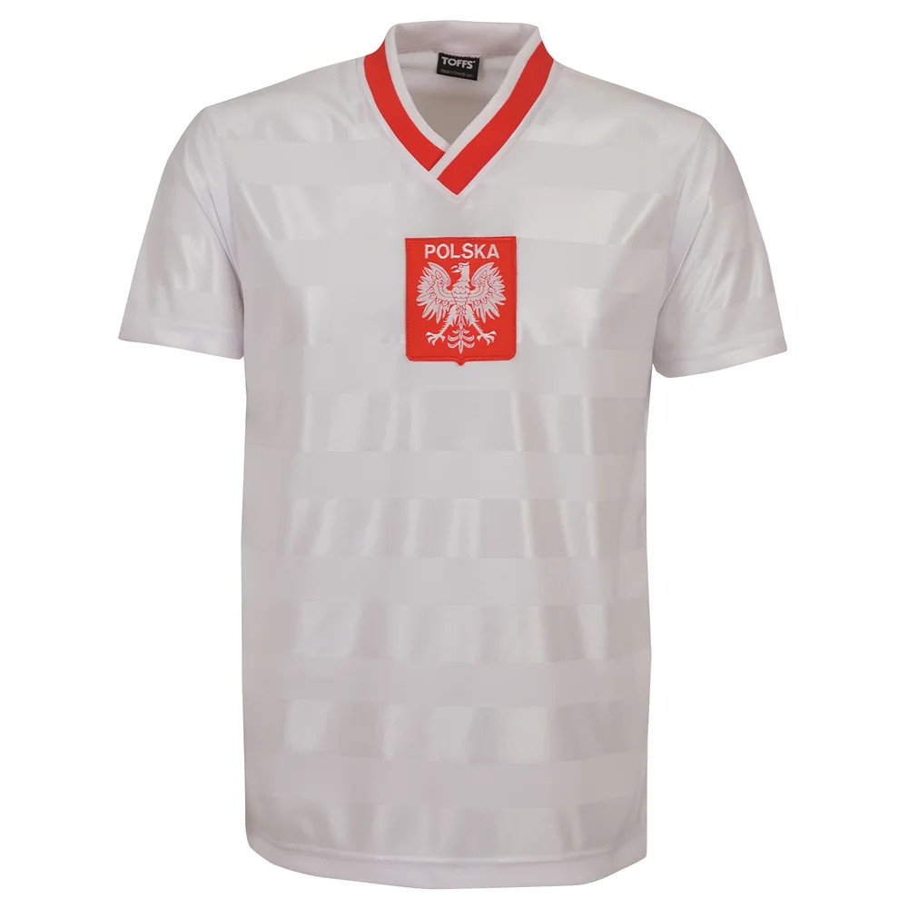 Poland 1986 Away Retro Football Shirt Polyester Made By: Toffs Men's Silver 3XL
