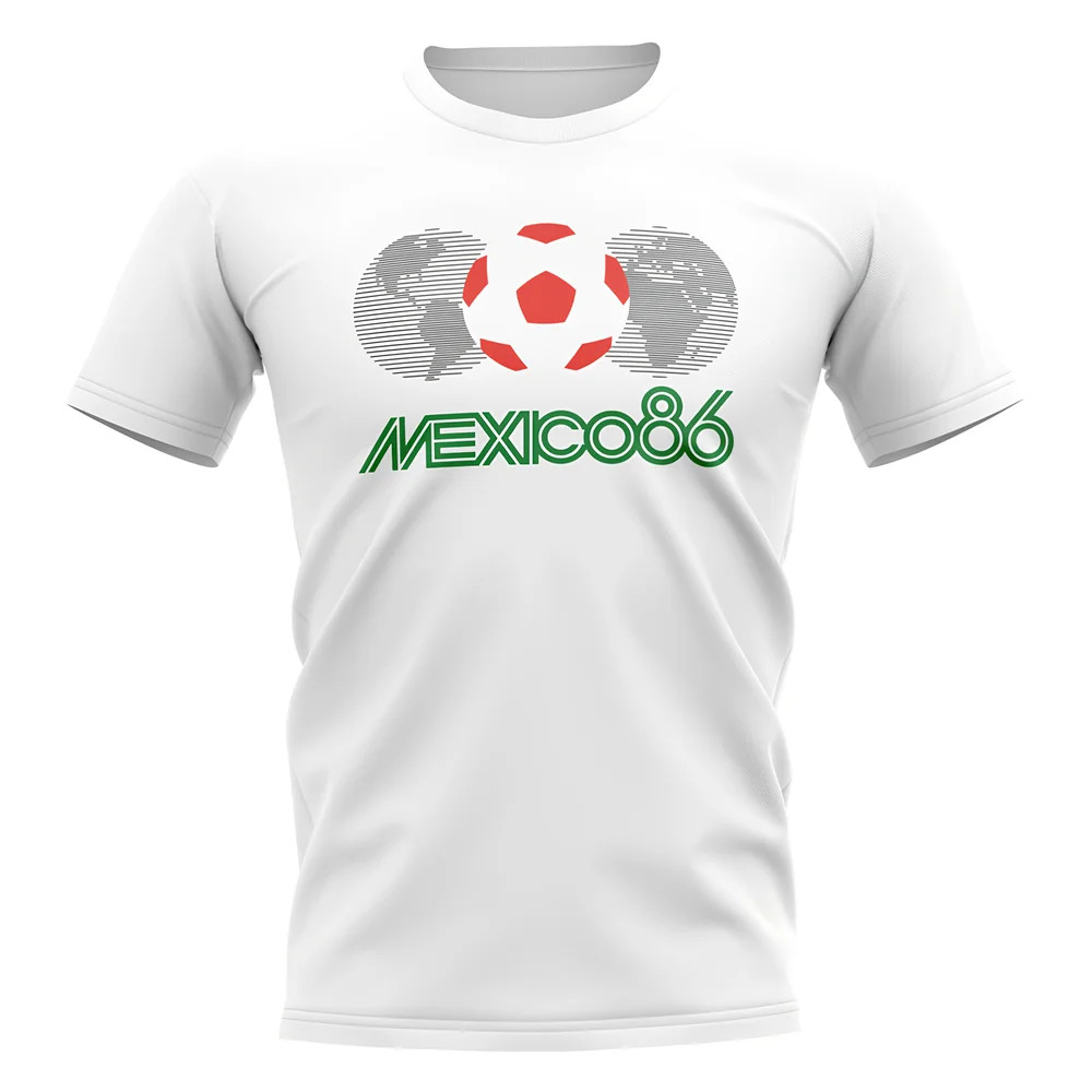 Mexico 1986 World Cup T-Shirt (White) Polyester Uksoccershop Men's White Medium