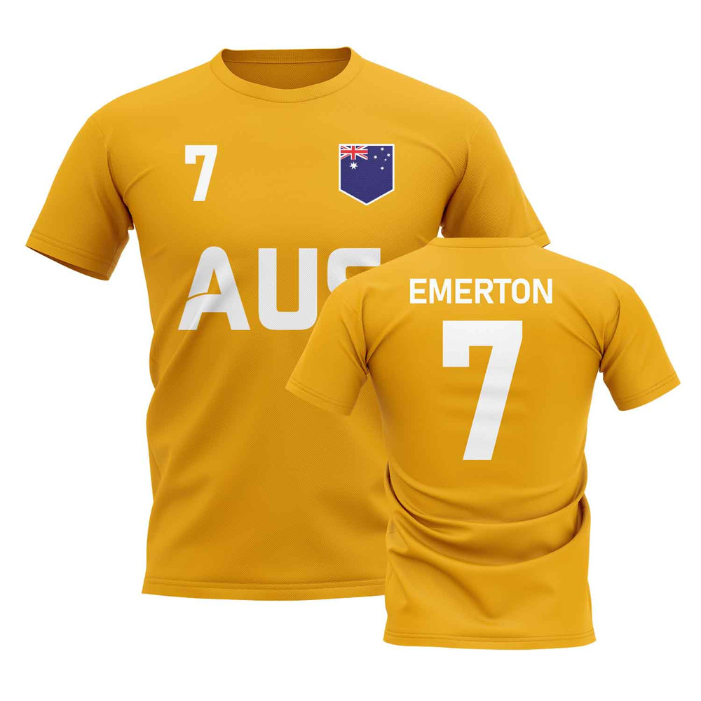 Brett Emerton Country Code Hero T-Shirt (Gold) Polyester Australia Uksoccershop Men's Gold Xxl