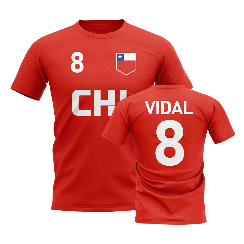 Arturo Vidal Chile Country Code Hero T-Shirt (Red) Polyester Uksoccershop Men's Red Extra Small