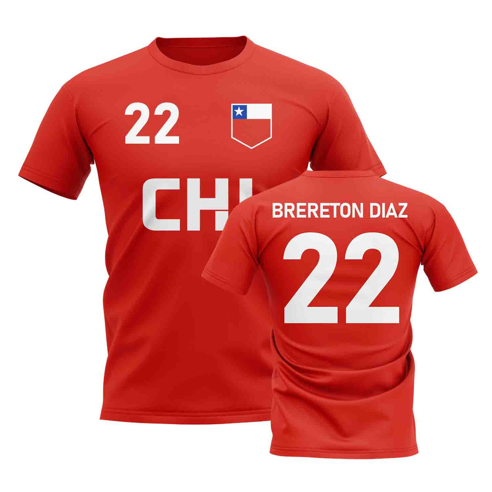Ben Brereton Díaz Country Code Chile Hero T-Shirt (Red) Polyester Uksoccershop Men's Red Large
