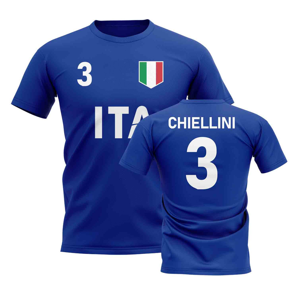 Giorgio Chiellini Country Code Hero T-Shirt (Blue) Polyester Italy Uksoccershop Men's Blue Medium