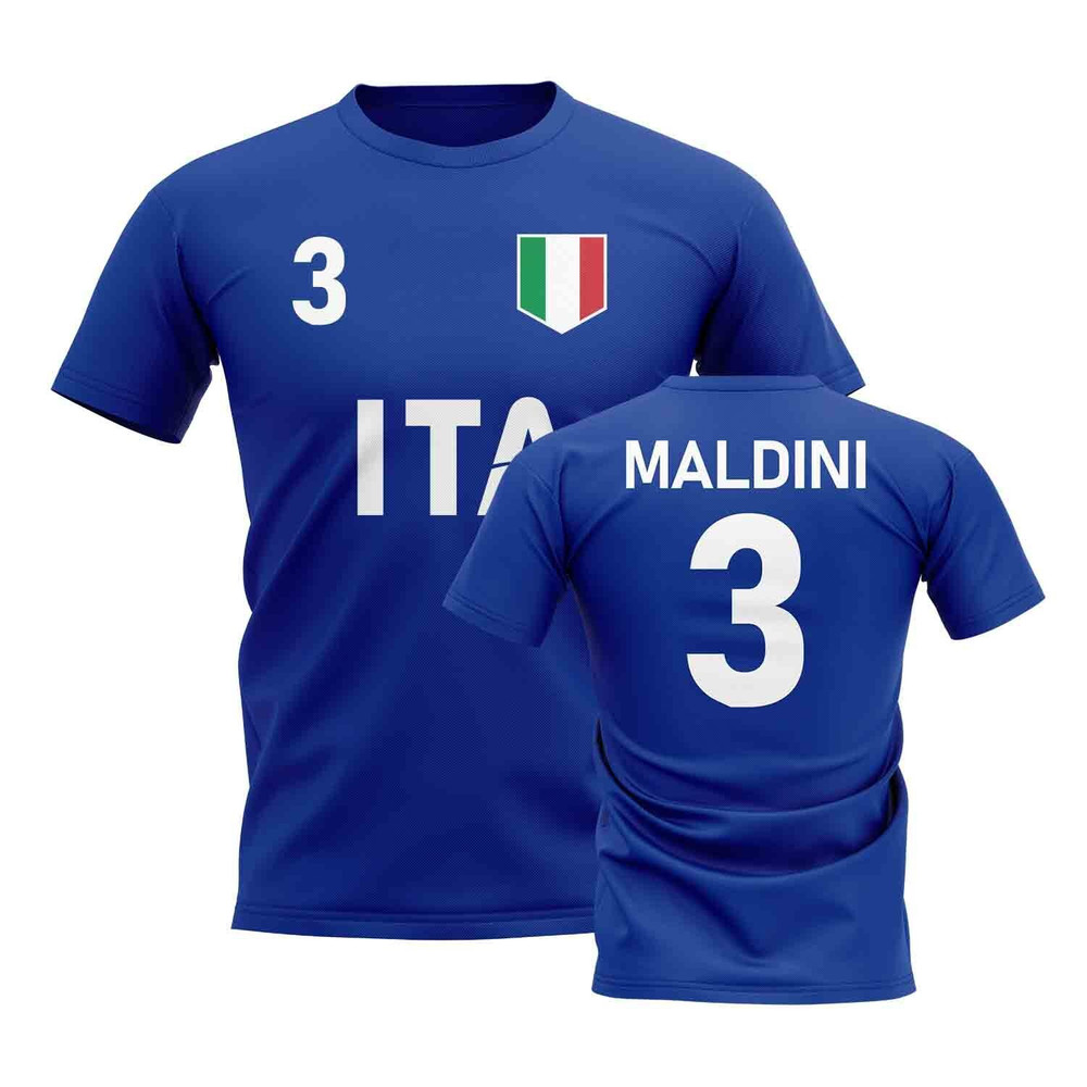 Paolo Maldini Country Code Hero T-Shirt (Blue) Polyester Italy Uksoccershop Men's Blue Medium