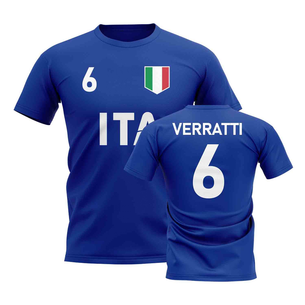 Marco Verratti Country Code Hero T-Shirt (Blue) Polyester Italy Uksoccershop Men's Blue Medium