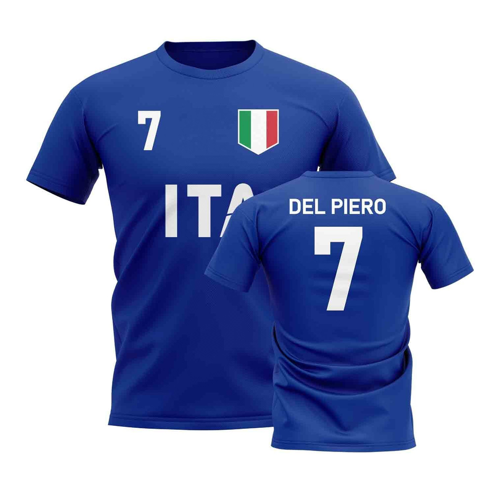 Alessandro Del Piero Country Code Hero T-Shirt (Blue) Polyester Italy Uksoccershop Men's Blue Small