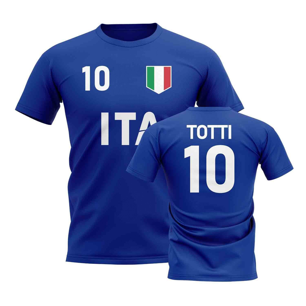 Francesco Totti Country Code Hero T-Shirt (Blue) Polyester Italy Uksoccershop Men's Blue Small