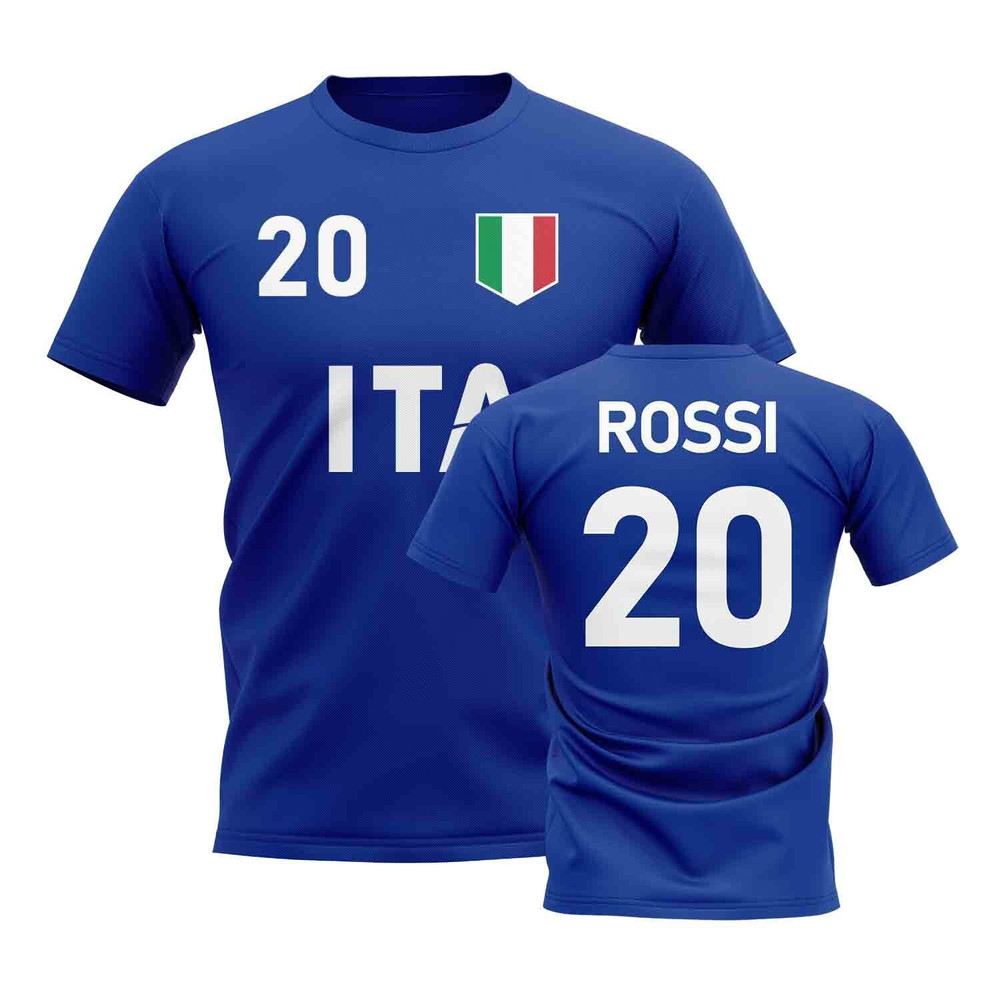 Paolo Rossi Country Code Hero T-Shirt (Blue) Polyester Italy Uksoccershop Men's Blue Medium