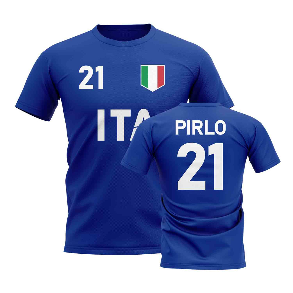 Andrea Pirlo Country Code Hero T-Shirt (Blue) Polyester Italy Uksoccershop Men's Blue Small