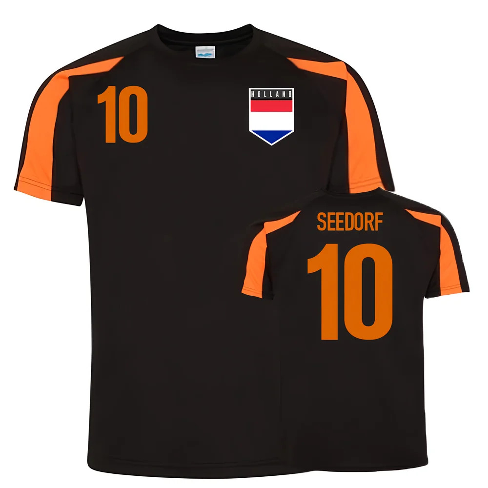Clarence Seedorf Holland Sports Training Jersey (Black) Polyester Uksoccershop Men's Black Medium