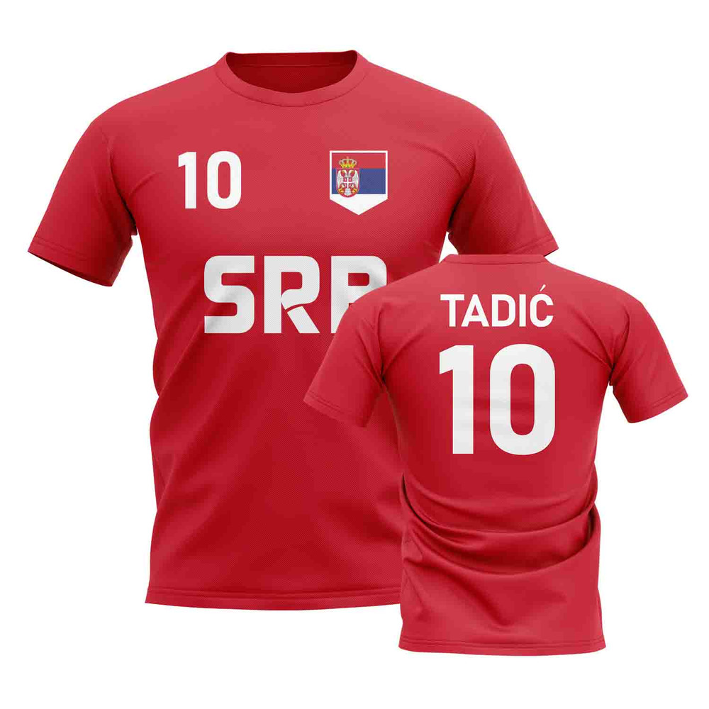 Dusan Tadic Country Code Hero T-Shirt (Red) Polyester Serbia Uksoccershop Men's Red Extra Large